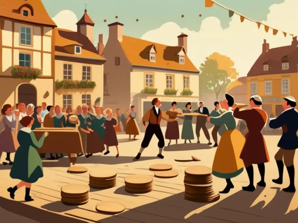 Un animado juego de la calva en una pintoresca plaza europea, capturando el encanto nostálgico de este deporte tradicional.