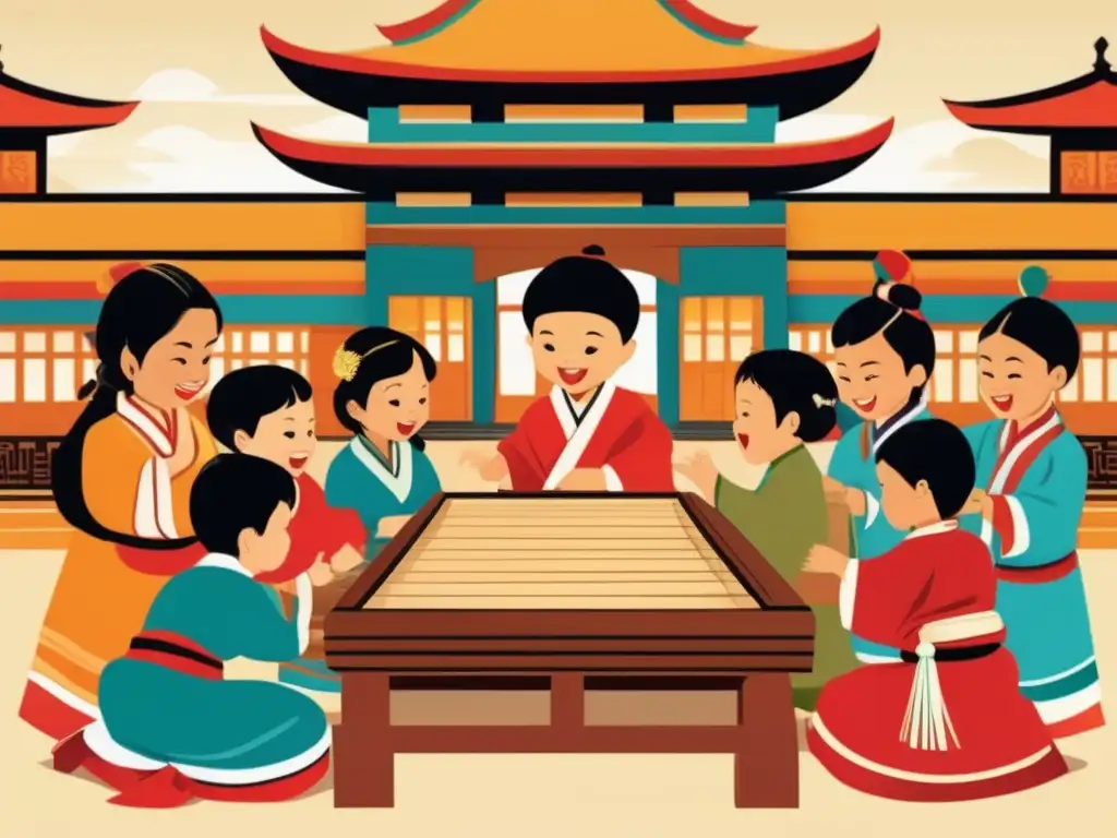 Un animado juego de lucha de dedos en Asia, con niños y arquitectura tradicional, destaca el impacto cultural de esta actividad centenaria.