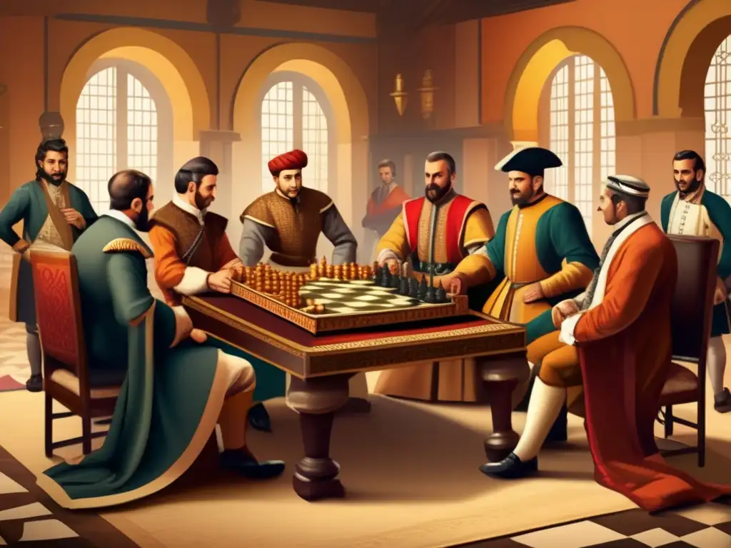 Un antiguo juego de damas estratégico en la corte europea, con nobles y cortesanos. <b>Historia, estrategia y cultura en Europa.
