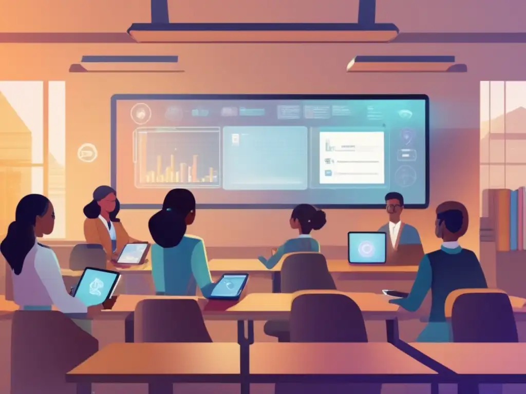 Revolución educativa: Aula vintage con tecnología blockchain