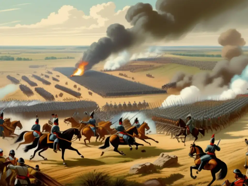 Ilustración vintage de una batalla antigua con soldados y generales estrategizando, evocando el impacto cultural del ajedrez en la guerra.
