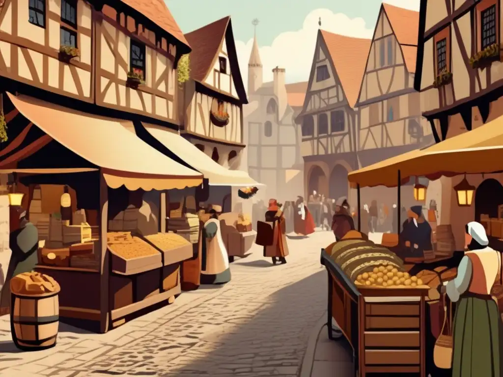 Una bulliciosa plaza medieval con tiendas detalladas y gente animada, evocando nostalgia y el impacto de The Witcher.