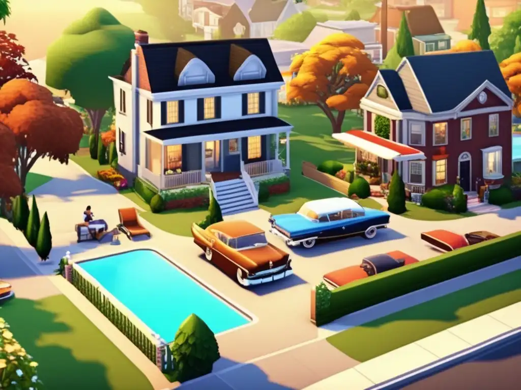 Una bulliciosa vecindad virtual en The Sims, con Sims de diversas edades, etnias, géneros y habilidades. <b>Representación de la diversidad en The Sims.