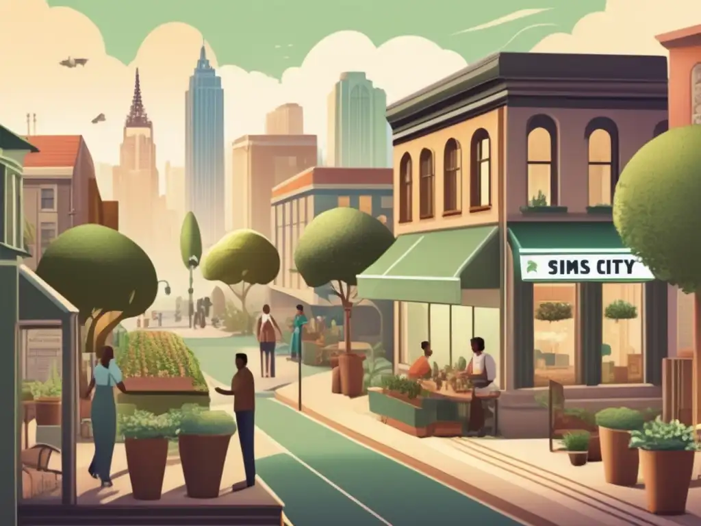 Un bullicioso juego virtual muestra la vida cultural y el impacto de los juegos en una ciudad vibrante.