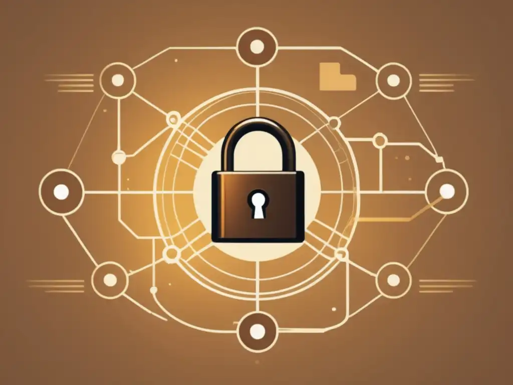 Red de Blockchain segura: ilustración vintage