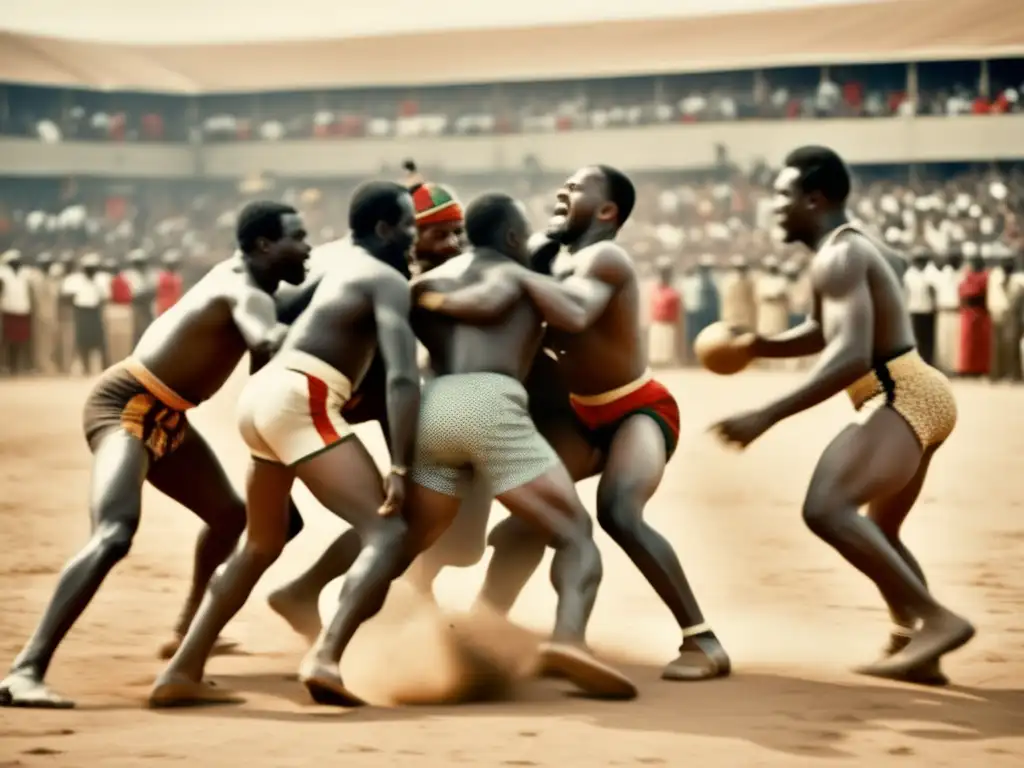 Un emocionante combate de lucha tradicional africana, muestra la evolución de los juegos de lucha tradicionales con gran detalle y orgullo cultural.