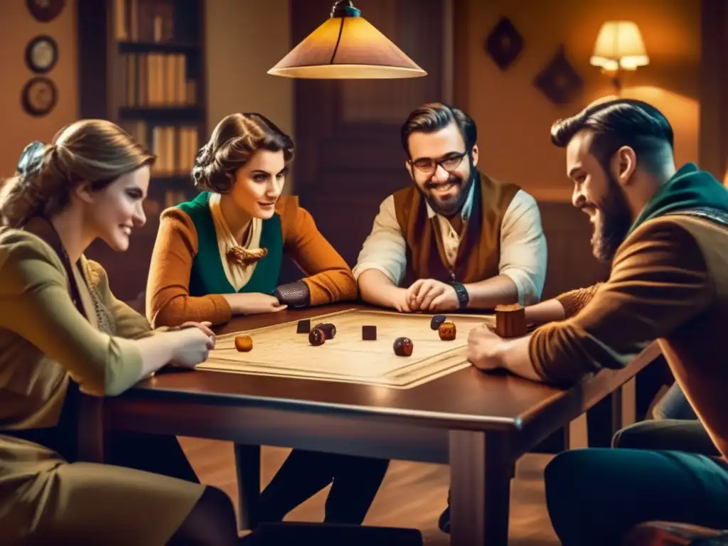 Un grupo de amigos disfruta de un juego de rol, mostrando la importancia de los juegos de rol en la conexión social y creativa.