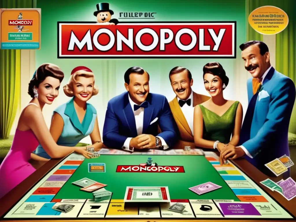 Un grupo de amigos juega Monopoly en los años 60, reflejando el impacto cultural de la revolución de los juegos de mesa.