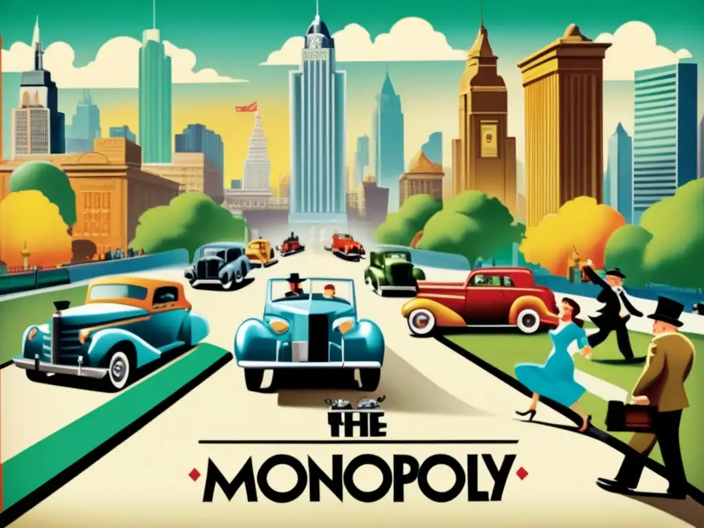 Un grupo de amigos juega Monopoly en un bullicioso escenario urbano de los años 40, con un impacto cultural que perdura.