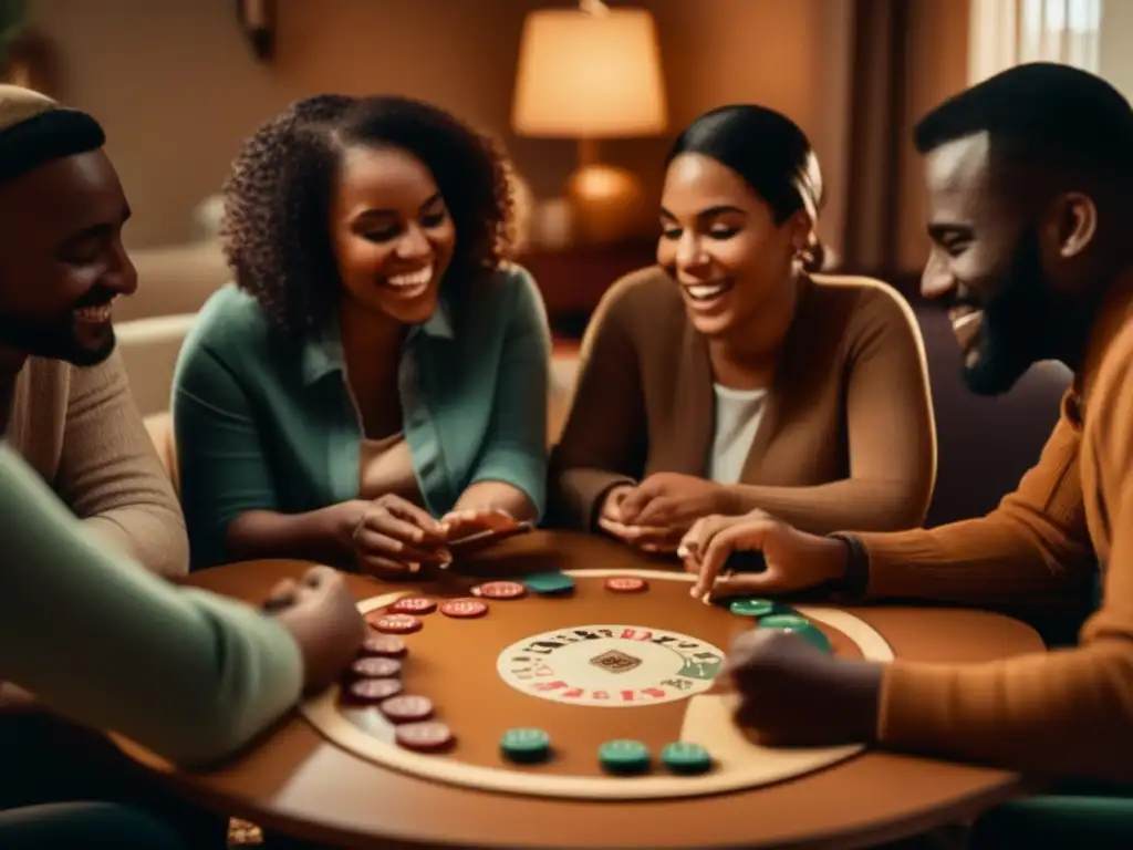 Un grupo diverso disfruta de una sesión de ludoterapia en un ambiente acogedor. <b>Beneficios de ludoterapia en salud mental.