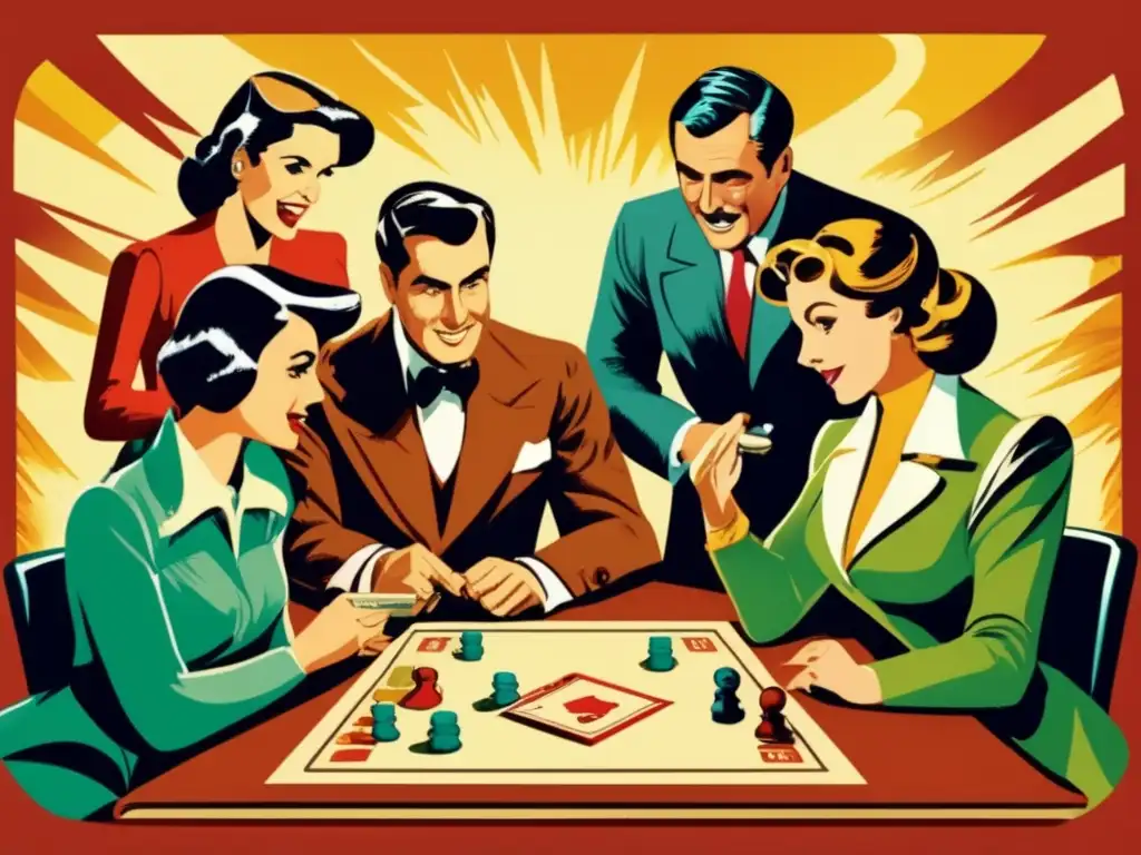 Un grupo de personas concentradas en un juego de mesa clásico, con elementos de criptoanálisis. <b>Una atmósfera nostálgica y retro.