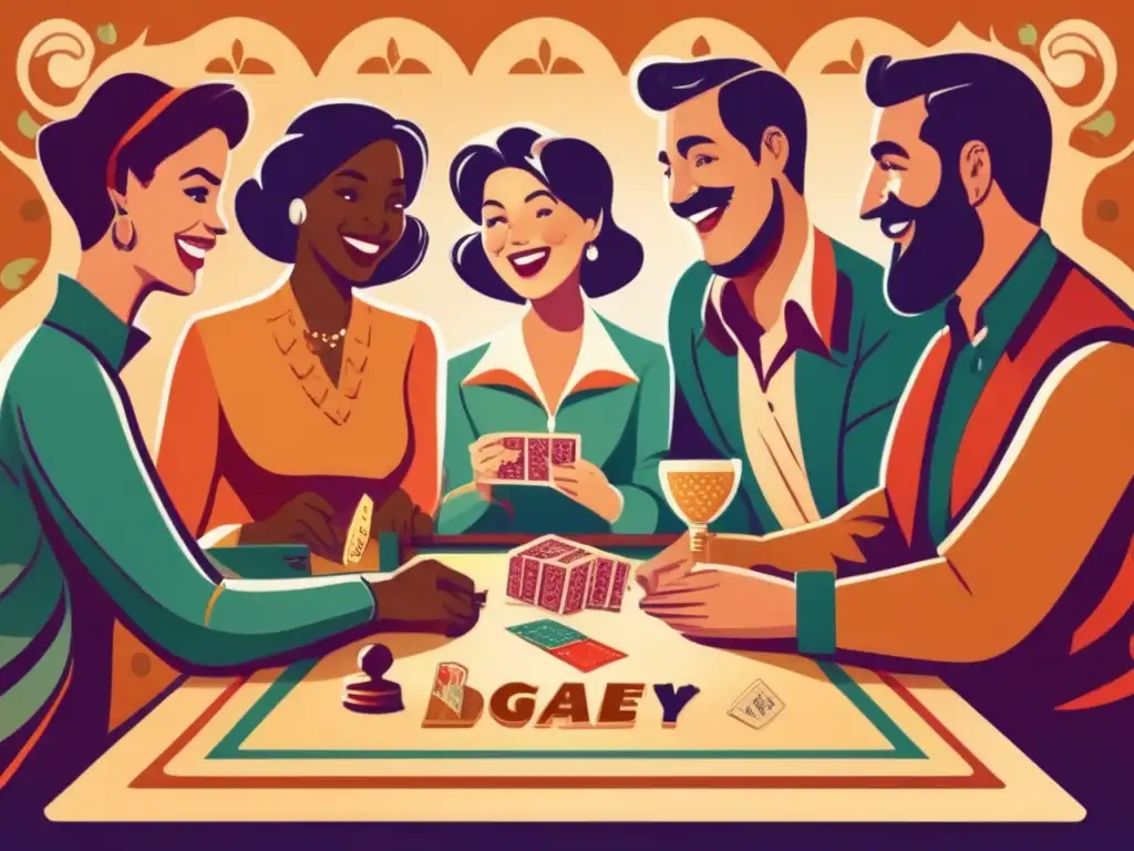 Un grupo de personas se reúne alrededor de una mesa para jugar un juego de mesa, capturando la emoción y la artesanía de la evolución del arte en juegos de mesa.