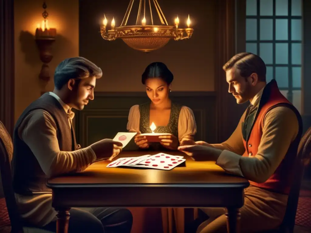 Juego de cartas en la penumbra: estrategia y concentración