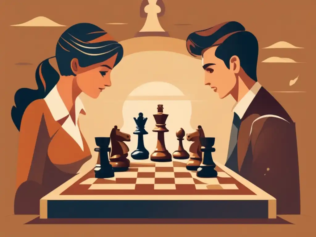 Dos jóvenes concentrados en un juego de ajedrez vintage, fomentando el pensamiento estratégico en jóvenes.