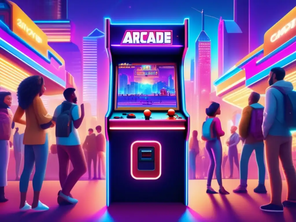 Juego blockchain en arcade retro futurista