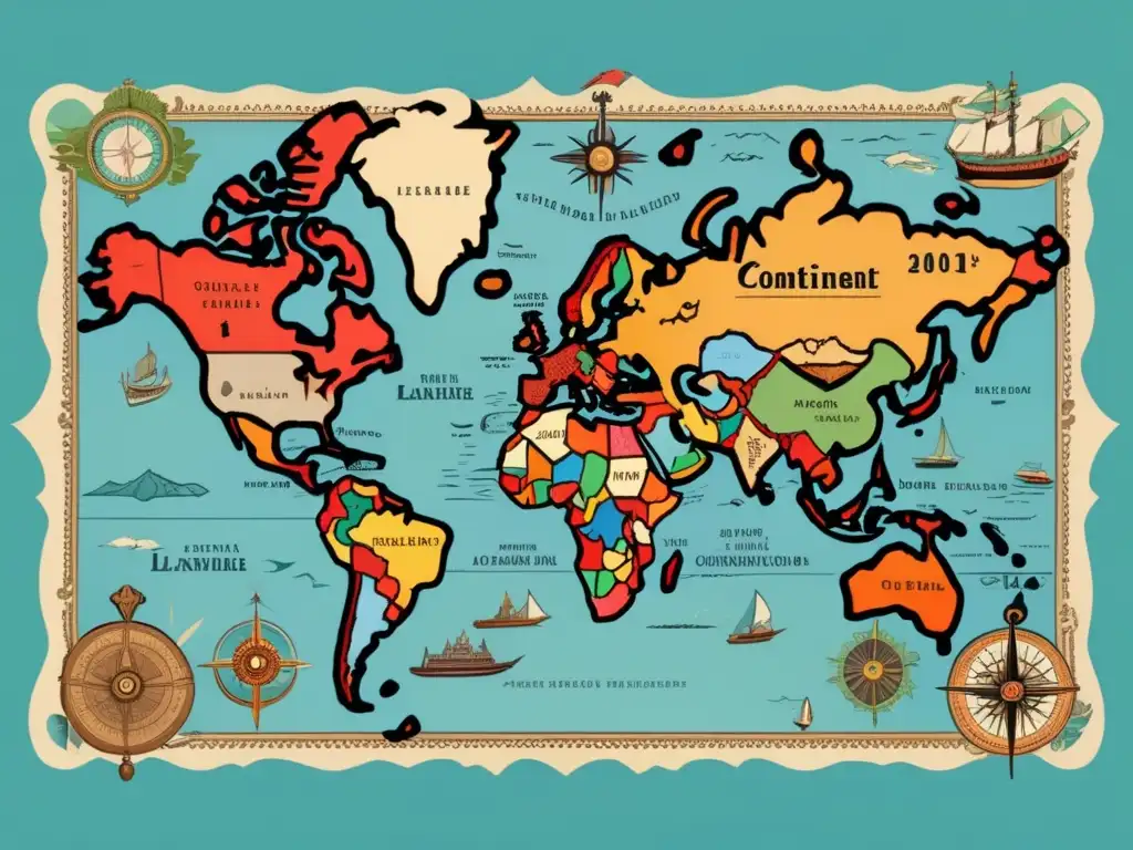 Un mapa ilustrado vintage del mundo que invita a descubrir la geografía a través del juego.