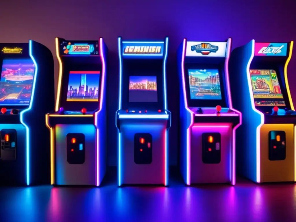 Una máquina arcade vintage iluminando la habitación con juegos blockchain impacto cultural. <b>Joystick y botones coloridos.