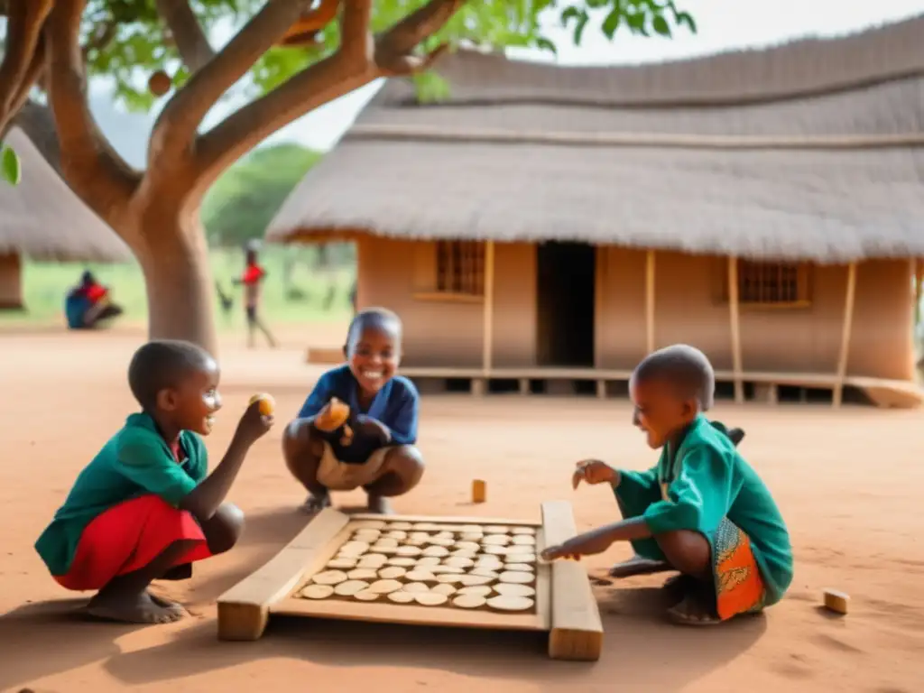 Niños juegan Bao bajo un árbol en una aldea de Tanzania. <b>Juegos tradicionales de Tanzania cobran vida en la imagen.