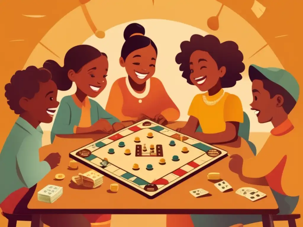 Diversión vintage: niños jugando un juego de mesa