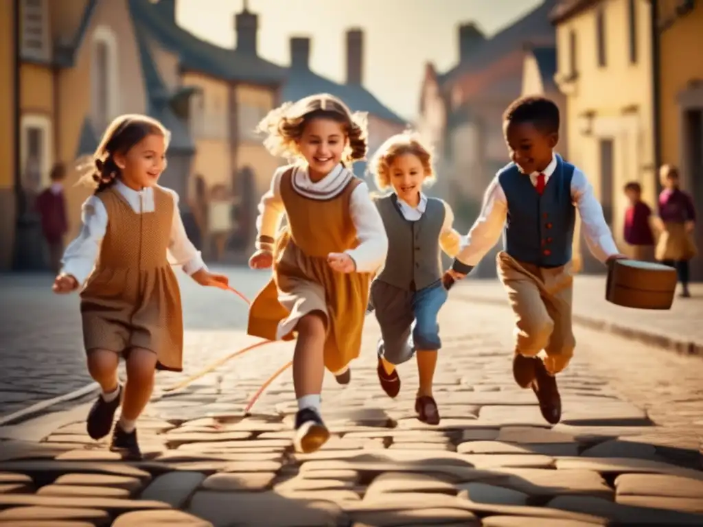 Juegos tradicionales: Niños disfrutando en la calle