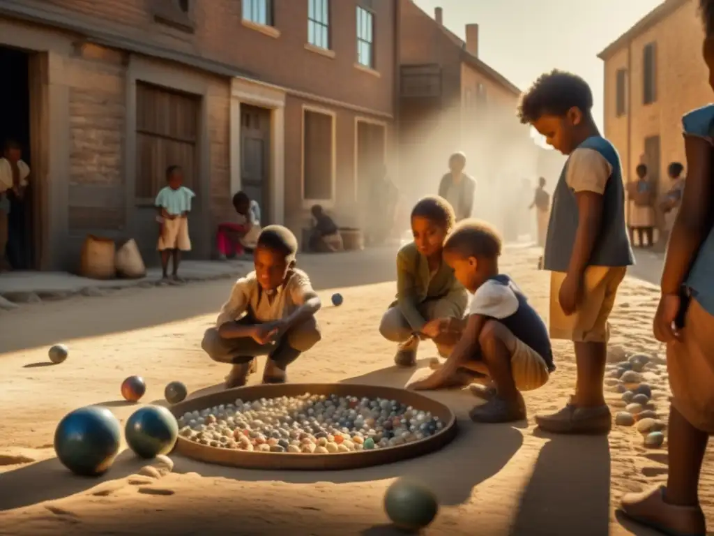 Un nostálgico juego de canicas en un callejón soleado y polvoriento de un pueblo antiguo. <b>Valor histórico de las canicas.