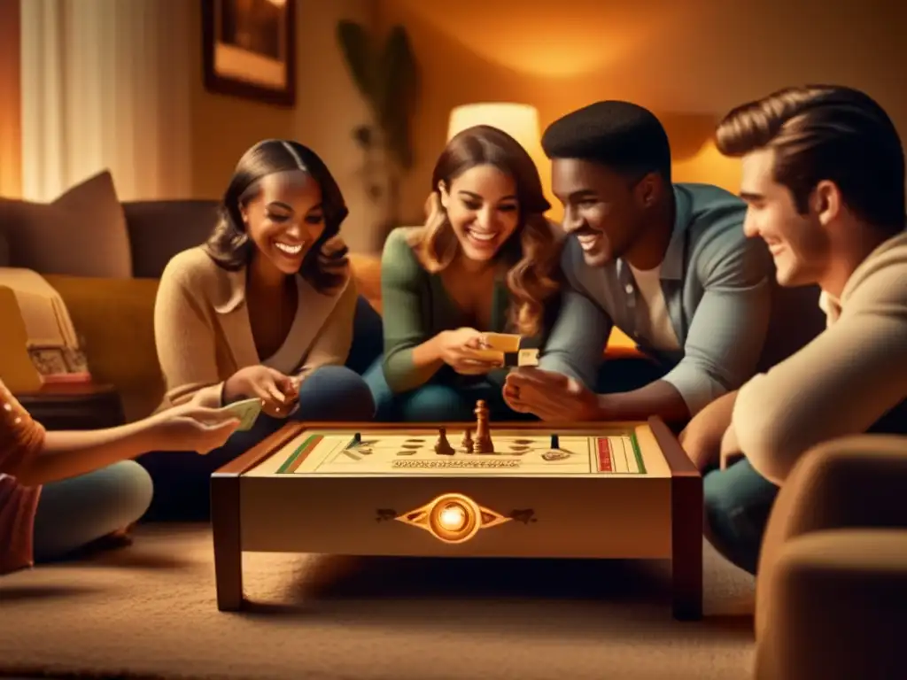 Un nostálgico juego de mesa reúne a amigos en una acogedora sala vintage, destacando el impacto del WiFi y Bluetooth en juegos multijugador.