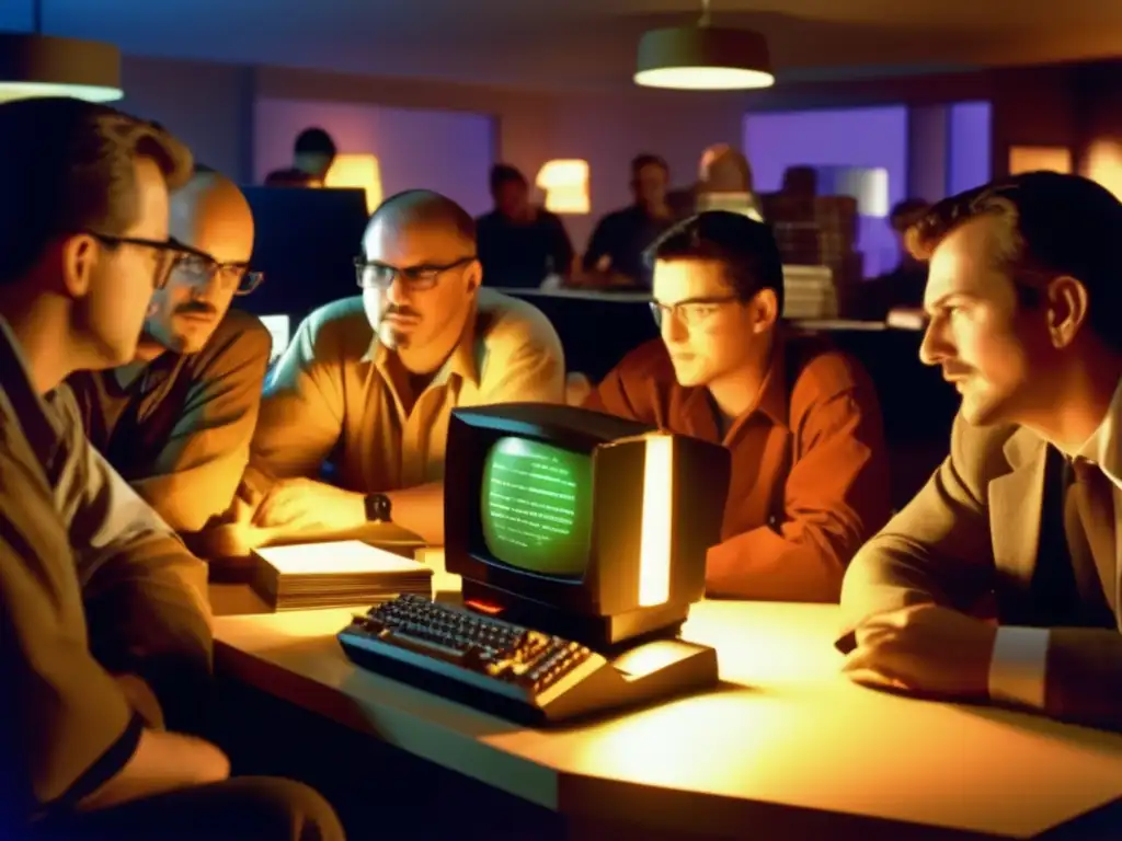 Un nostálgico momento en el desarrollo de Command & Conquer: ingenieros rodean una computadora con manuales y diskettes.
