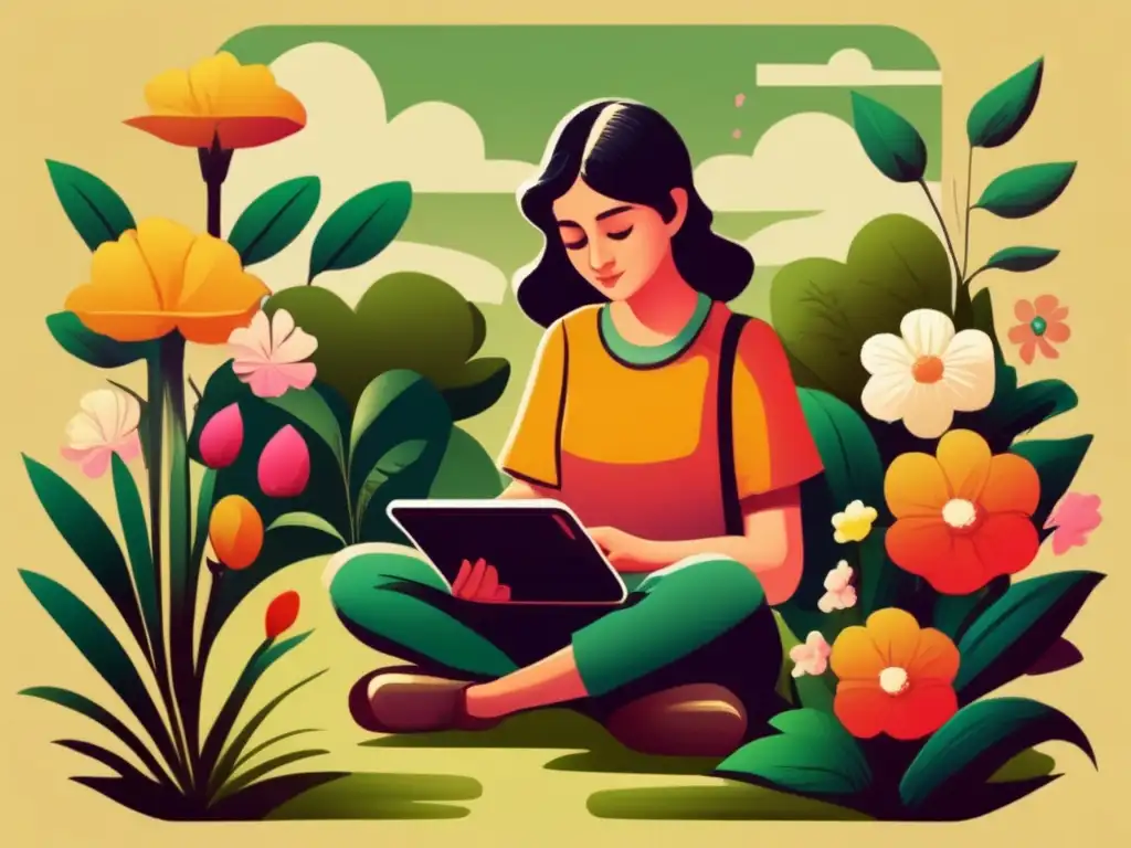 Jugando Tetris en un jardín sereno