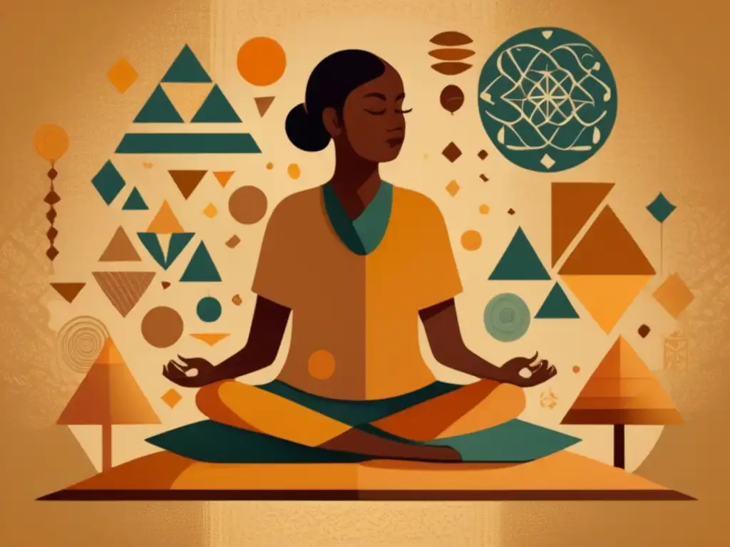 Mediación en geometría: Ilustración vintage de concentración y calma