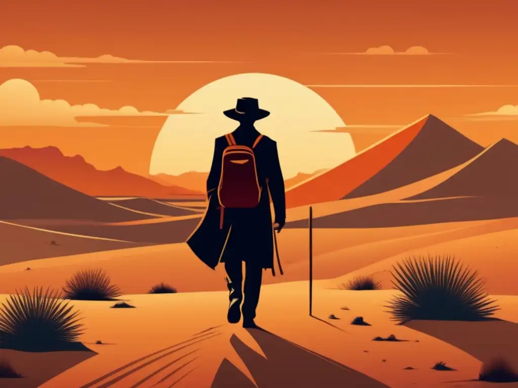 Un viajero solitario camina por un vasto desierto al atardecer. <b>Detalles nostálgicos y una revolución narrativa sin palabras Journey.