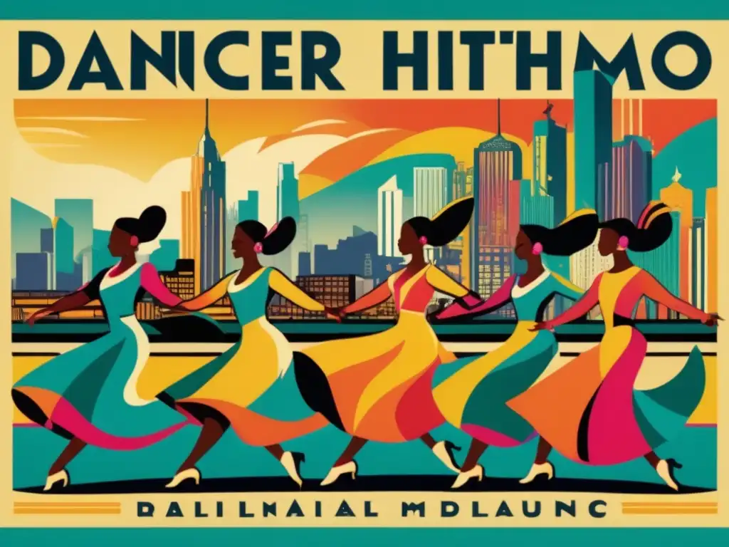 Un vibrante cartel vintage con una coreografía oculta en juegos rítmicos, evocando energía y emoción en la danza urbana.